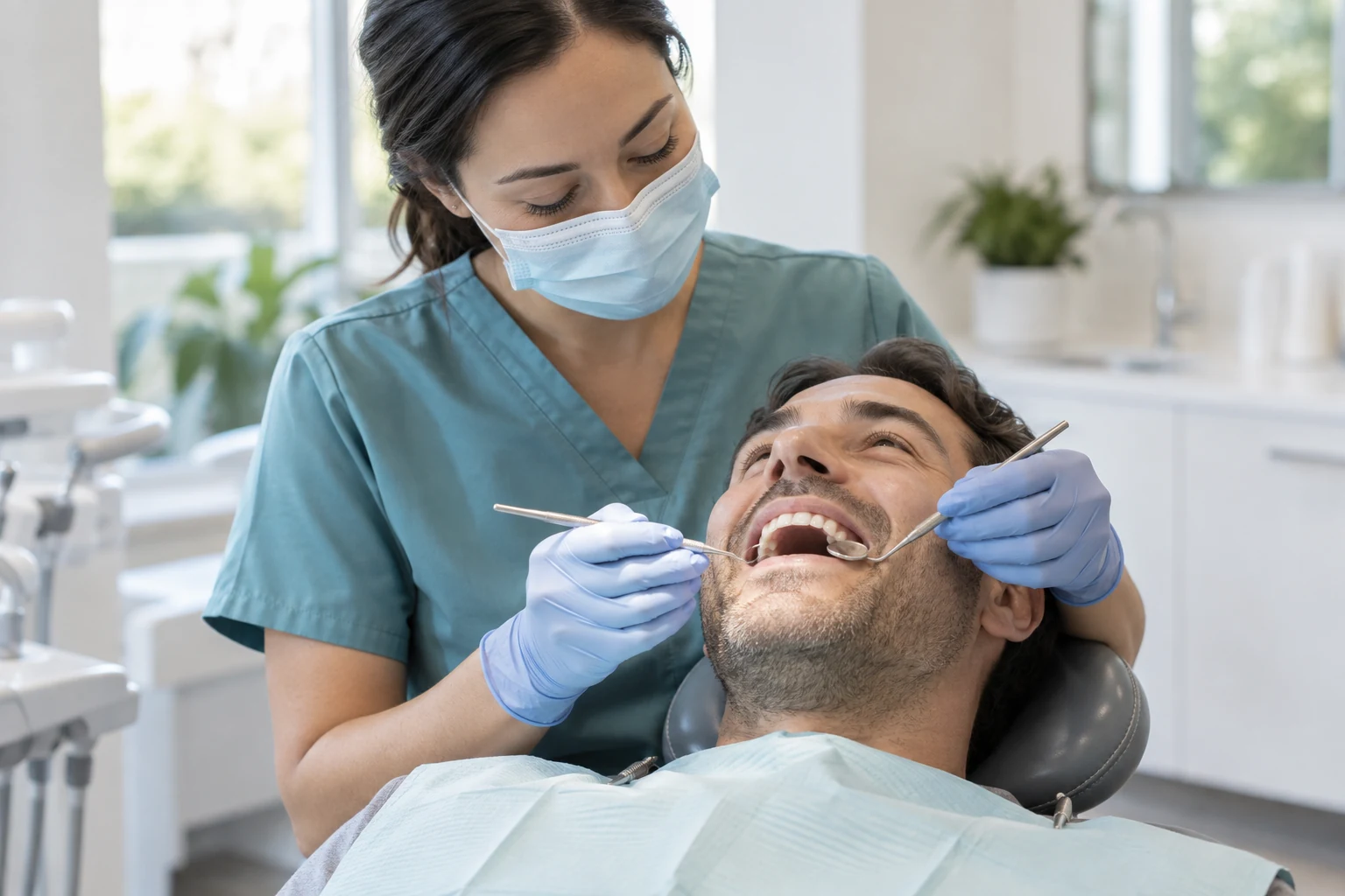 Gentle dental cleaning with a hygienist